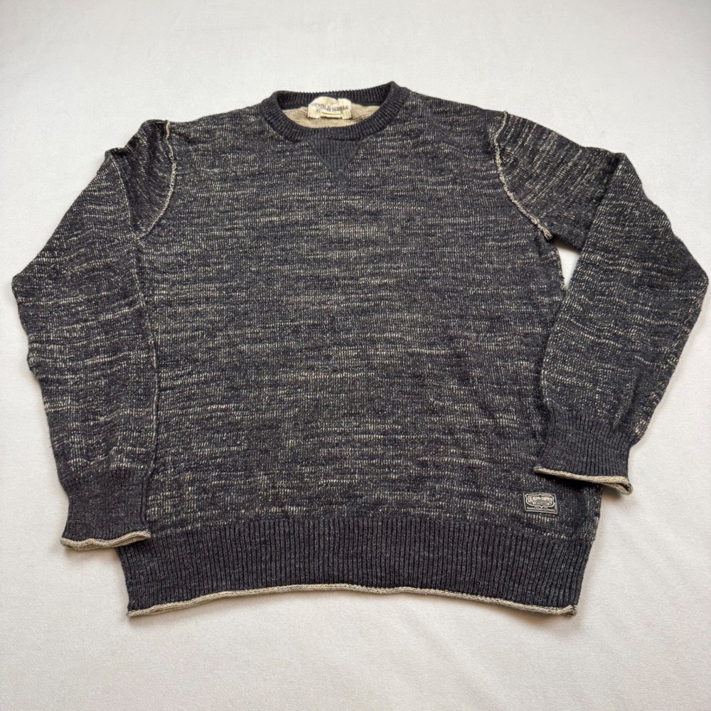 Denim & Supply Ralph Lauren Mens Med Gray Black Marled‎ Cotton Crewneck Sweater
